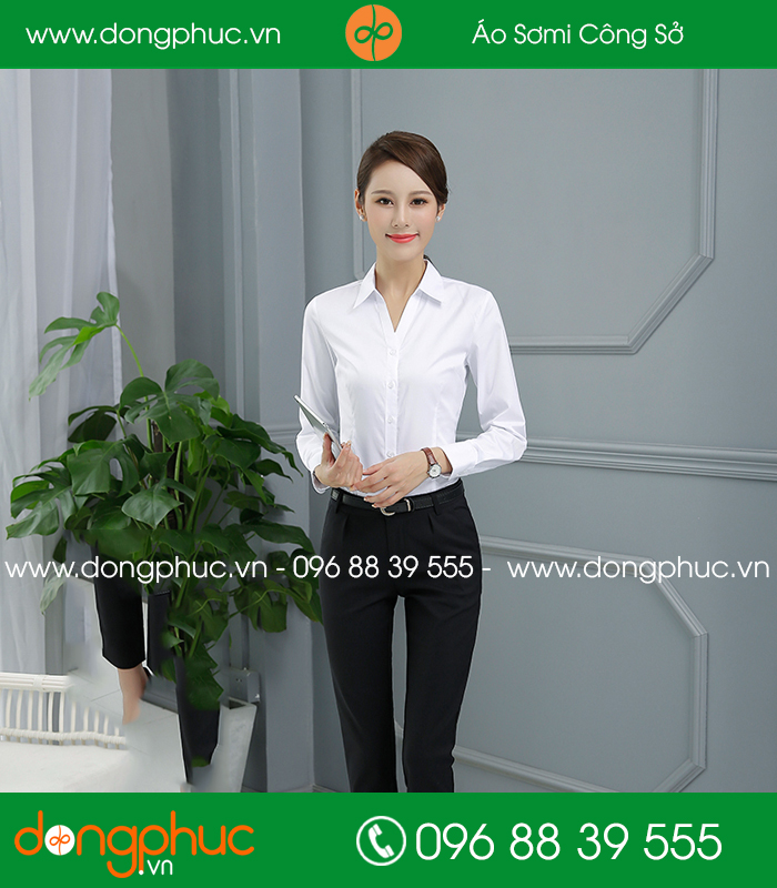  Đồng phục áo sơ mi màu trắng 